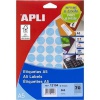 Samolep.etikety APLI kulaté modré průměr 19mm pastelové 100 ks/A4